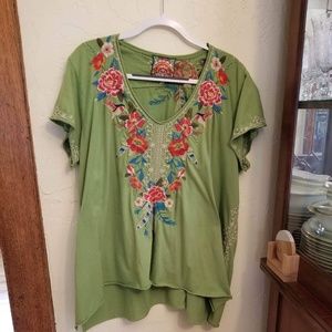 Johnny Was JWLA size XXL oversize tunic cotton Embroidered